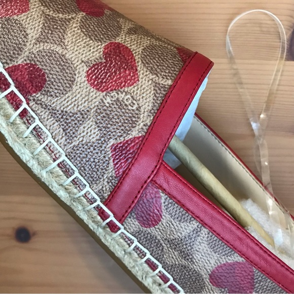 ❤️ Coach Collins Espadrille Shoes Heart Print Electric Red 6 6.5 7 🌺 - Picture 5 of 10